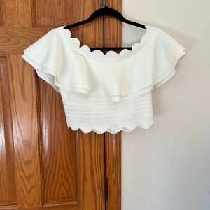 Off the shoulder crop top in white, size L